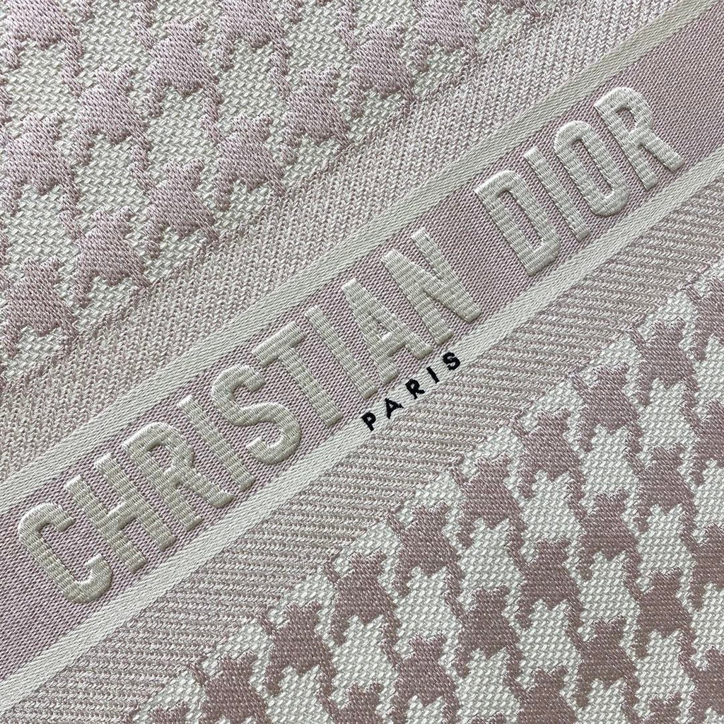 Large Book Tote Pale Pink Houndstooth Embroidery, Pink, For Women Women Handbags, Shoulder Bags, 42cm CD