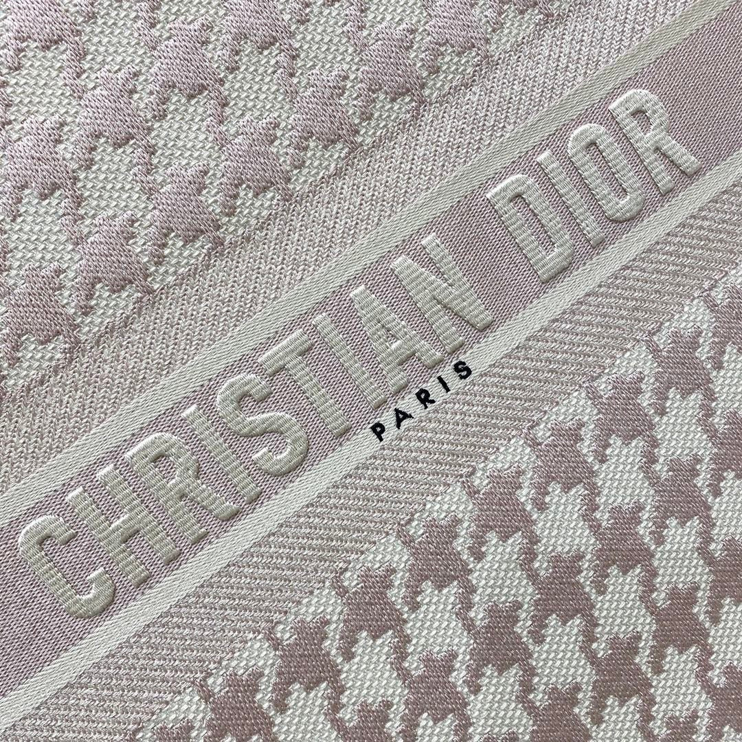 Large Book Tote Pale Pink Houndstooth Embroidery, Pink, For Women Women Handbags, Shoulder Bags, 42cm CD