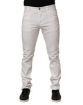 Prada White Mid Waist Skinny Fit Denim Casual Trouser Men's Jeans