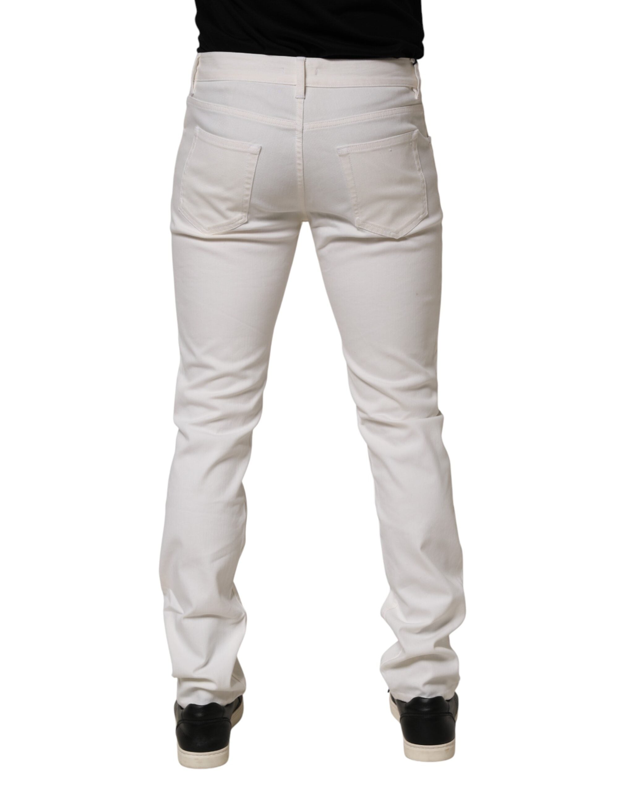 Prada White Mid Waist Skinny Fit Denim Casual Trouser Men's Jeans