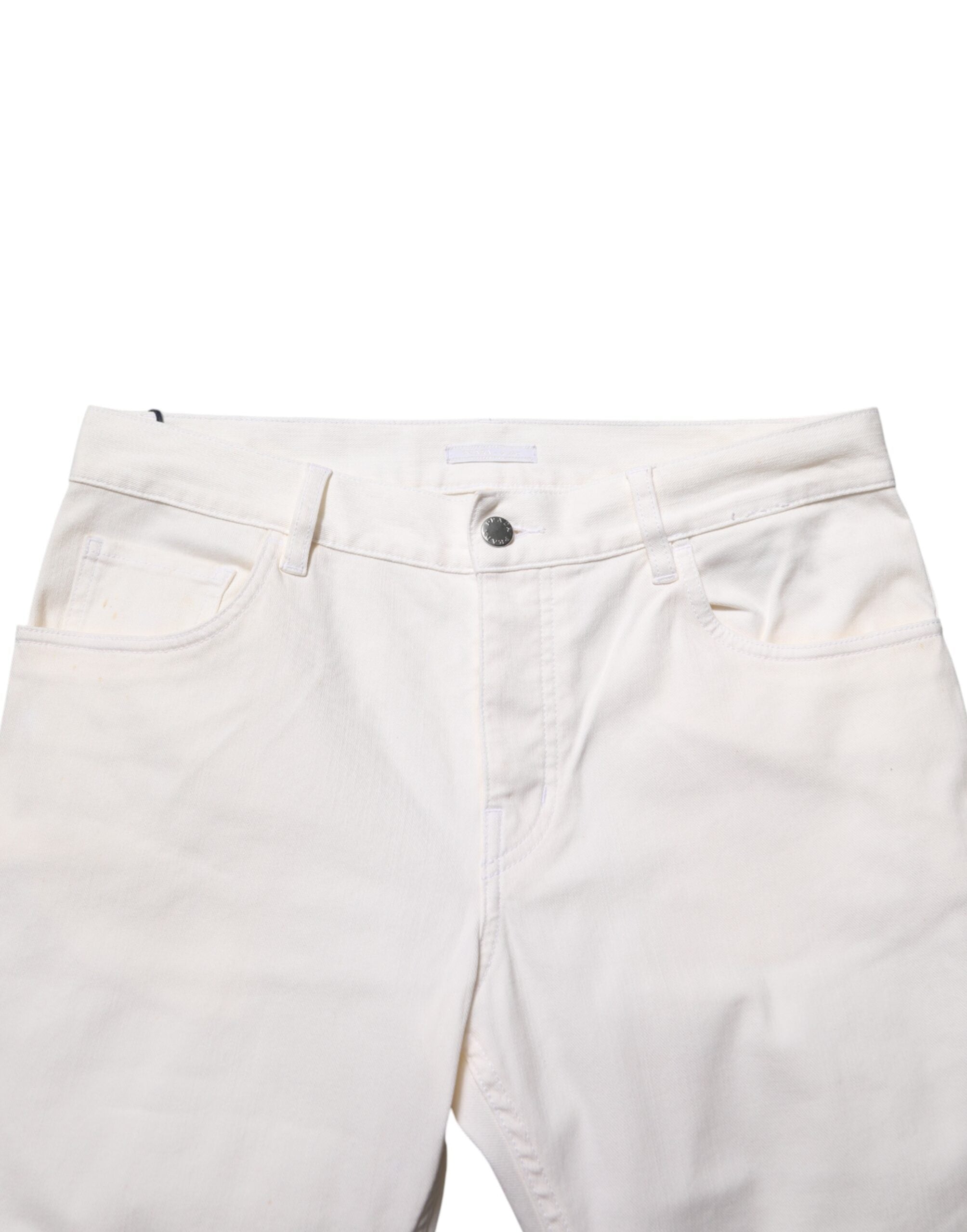 Prada White Mid Waist Skinny Fit Denim Casual Trouser Men's Jeans