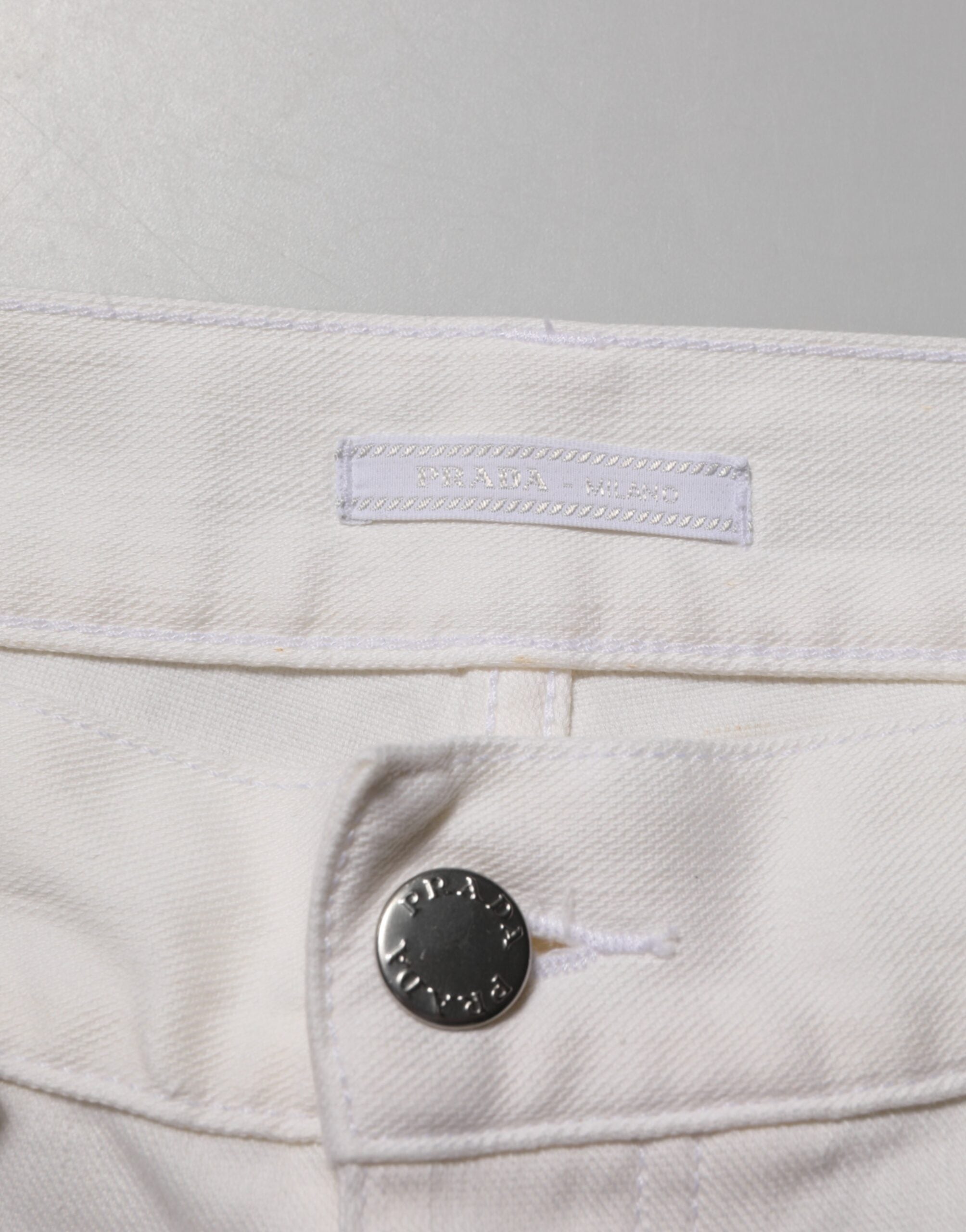 Prada White Mid Waist Skinny Fit Denim Casual Trouser Men's Jeans