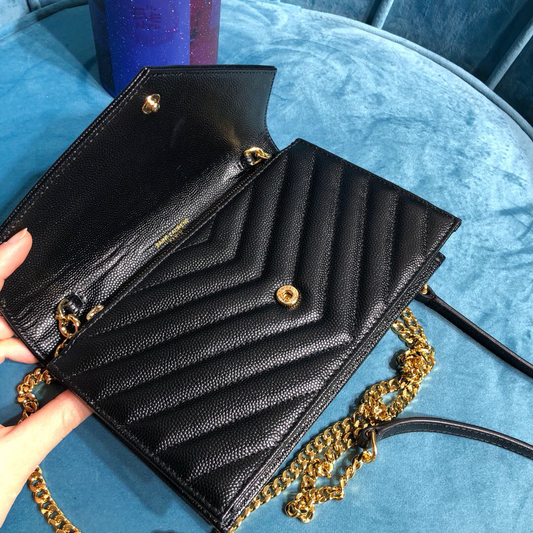 Monogram Quilted Shoulder Bag Black For Women 9in/23cm YSL 118-2000644-377828BOW01