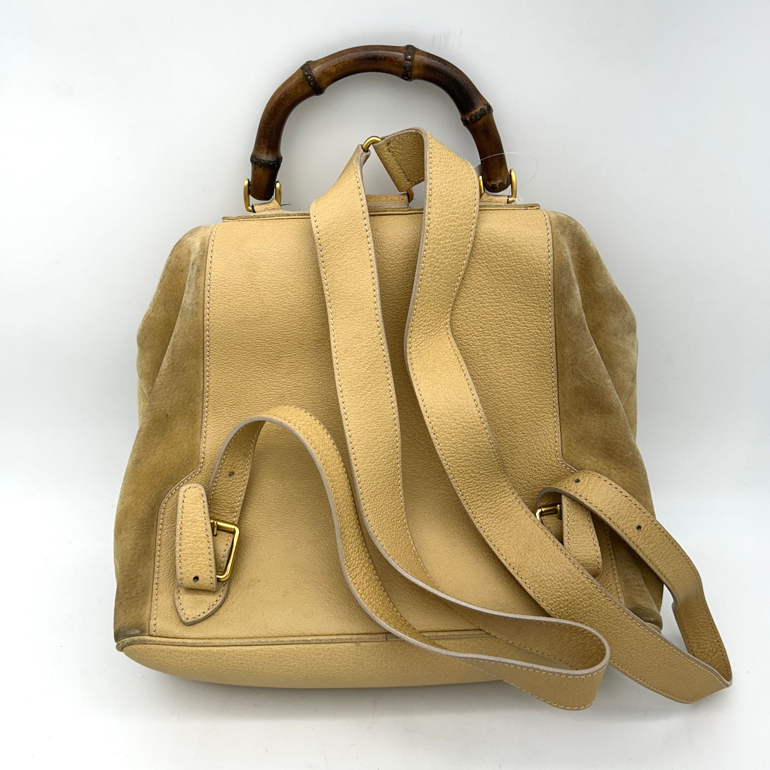 GUCCI Bamboo Shoulder Bag Suede Brown Gold WDgu6626ck