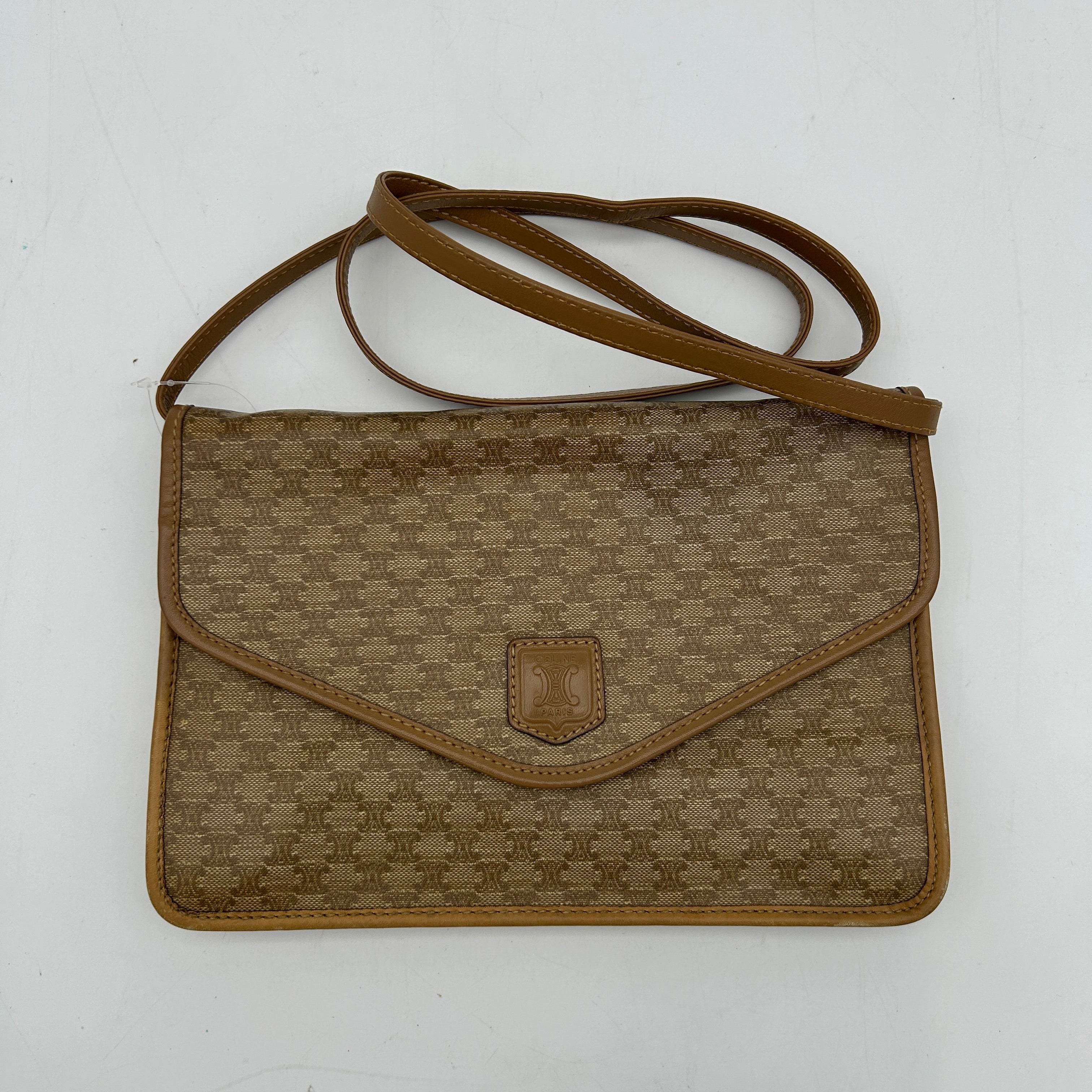 Celineline Macadam Beige Canvas Leather Shoulder Bag