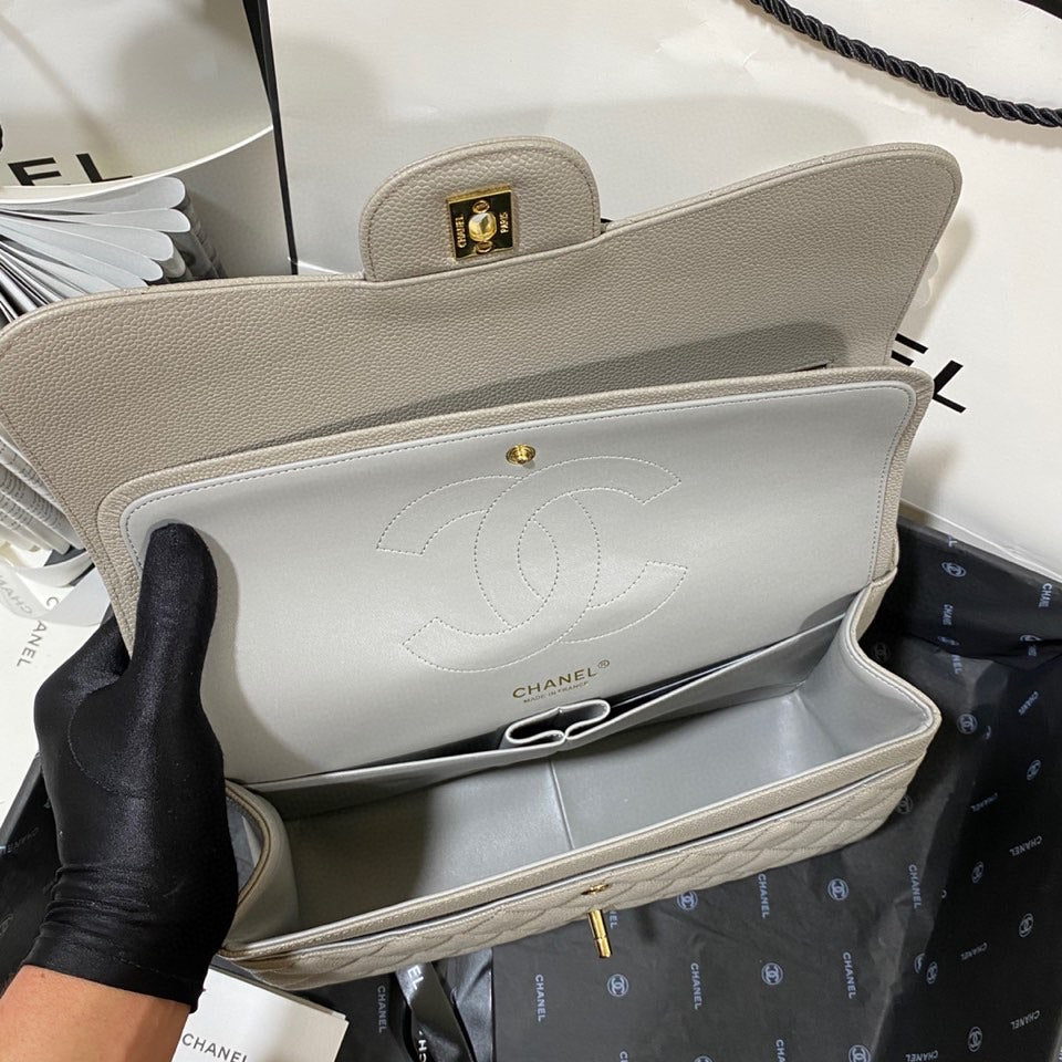 ChanelLarge Classic Handbag Gold Hardware Grey For Women Handbags, Shoulder Bags 11.8in/30cm