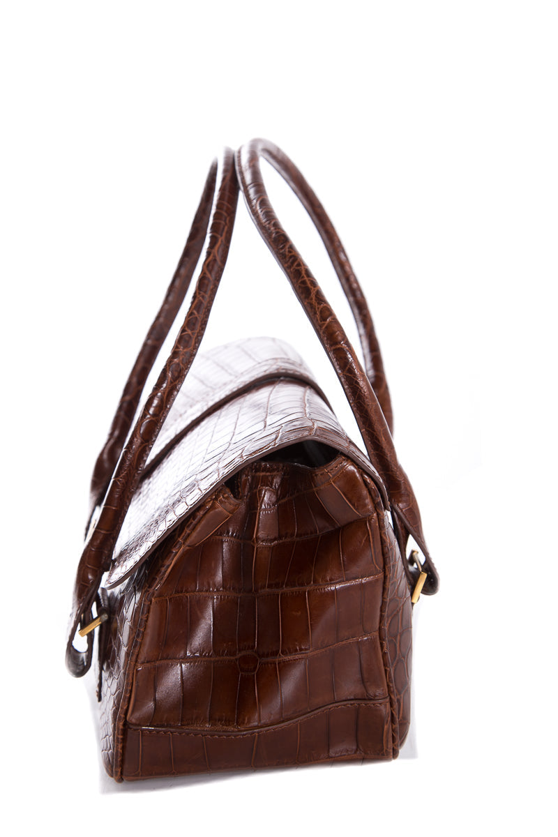 Lambertson Truex Brown Alligator Shoulder Bag