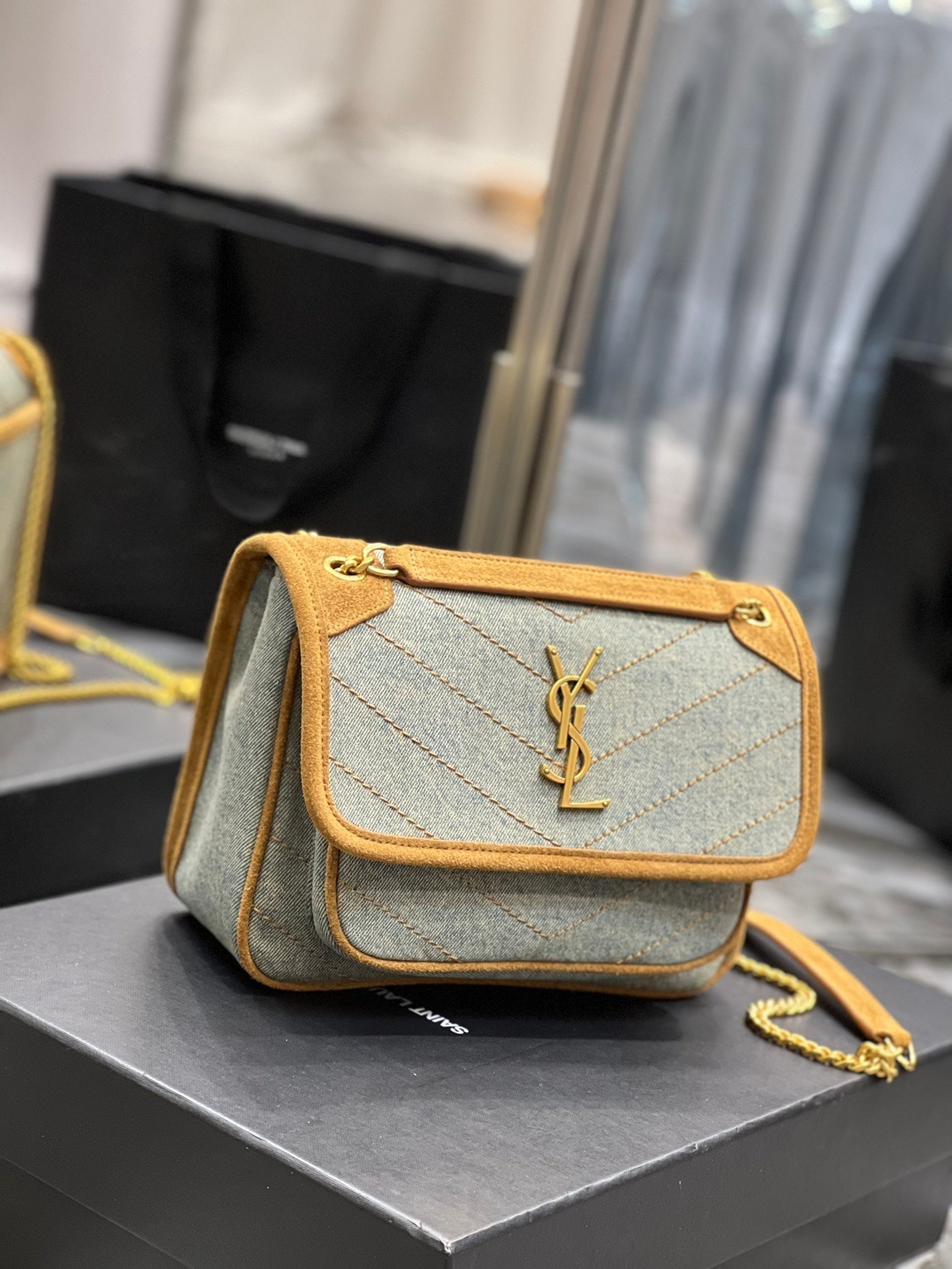 YSSL Niki Mini Chain Bag In Canvas For Women 8in/22cm YSL