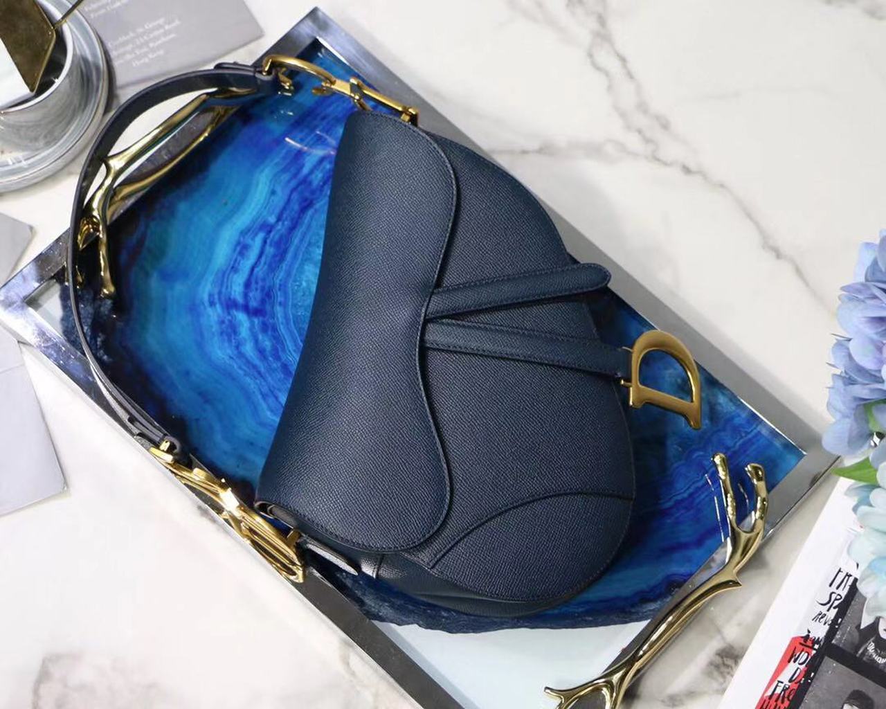 Saddle Shoulder Bag Blue For Women 7in/17cm CD