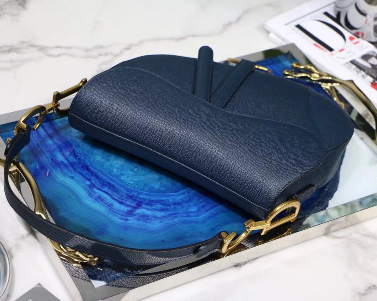 Dior Saddle Shoulder Bag Blue For Women 7in/17cm CD