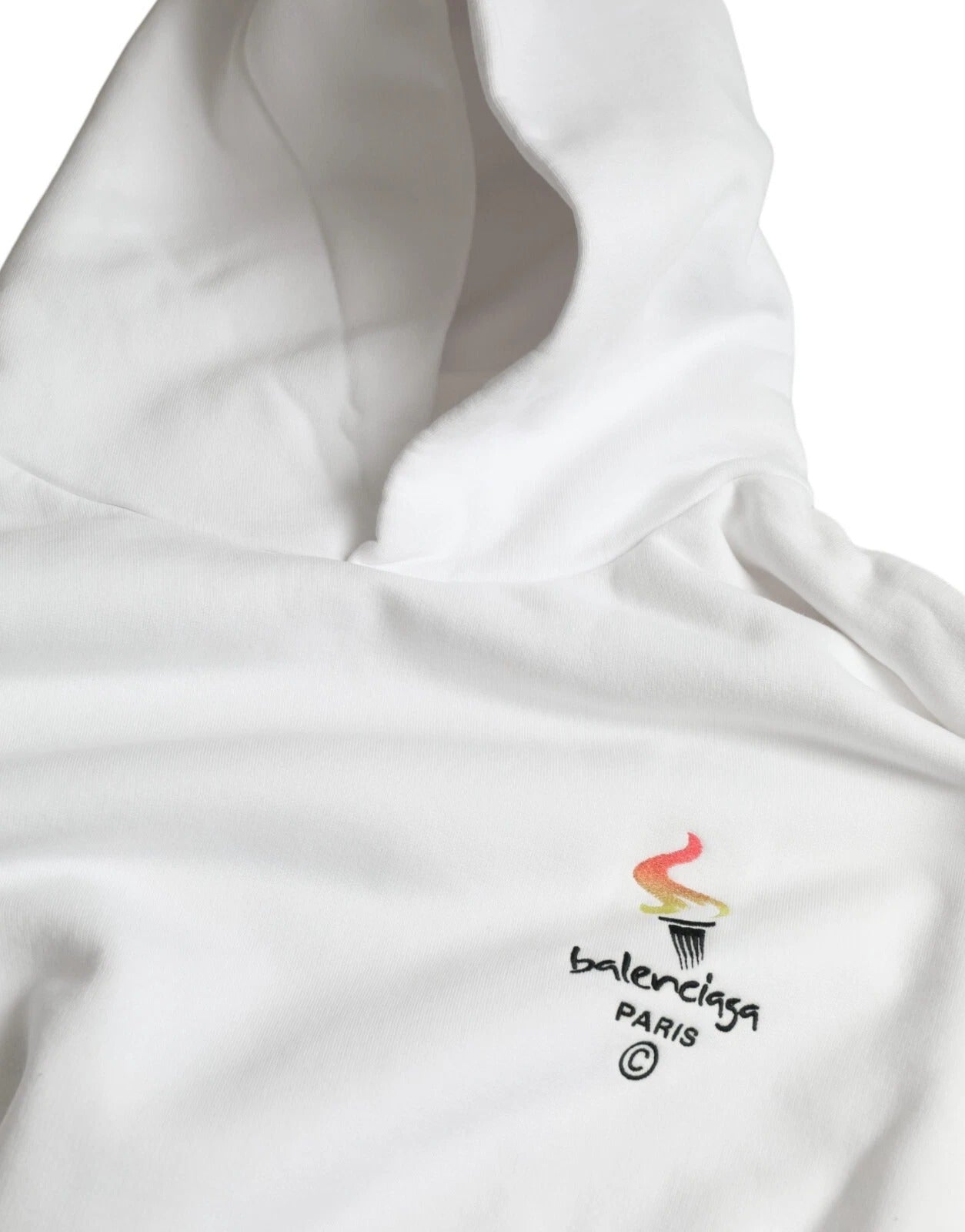 Balenciaga White Cotton Hooded Pullover OVERSIZE Men's Sweater