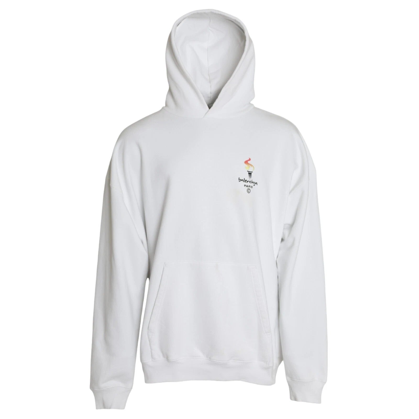 Balenciaga White Cotton Hooded Pullover OVERSIZE Men's Sweater