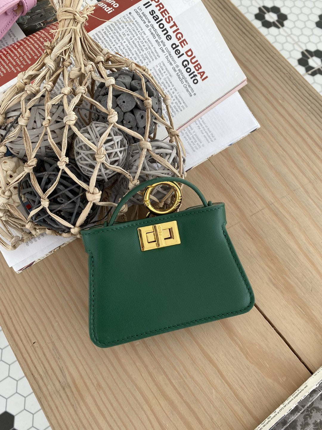 Nano Peekaboo Charm Crossbody Green Bag For Woman 12cm/4.5in