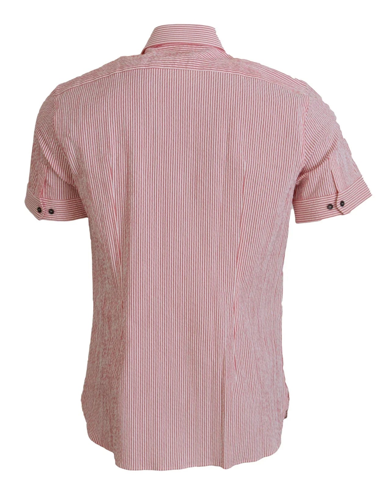 Dolce & Gabbana Red White Striped Cotton Short Sleeve Shirt