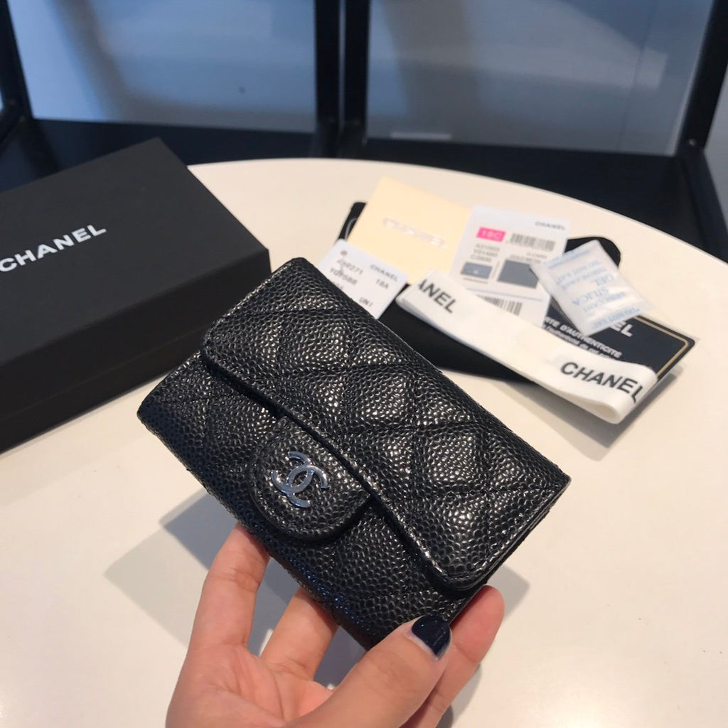 Chanel Classic Card Holder SiLouis Vuittoner Hardware Black For Women Wallet 4.5in/11.5cm