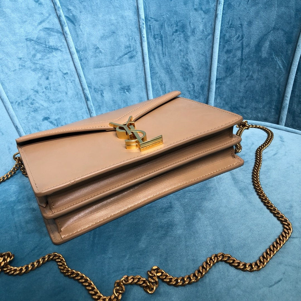 YSSL Cassandra Medium Chain Bag Dark Beige For Women 8.7in/22cm YSLÂ 