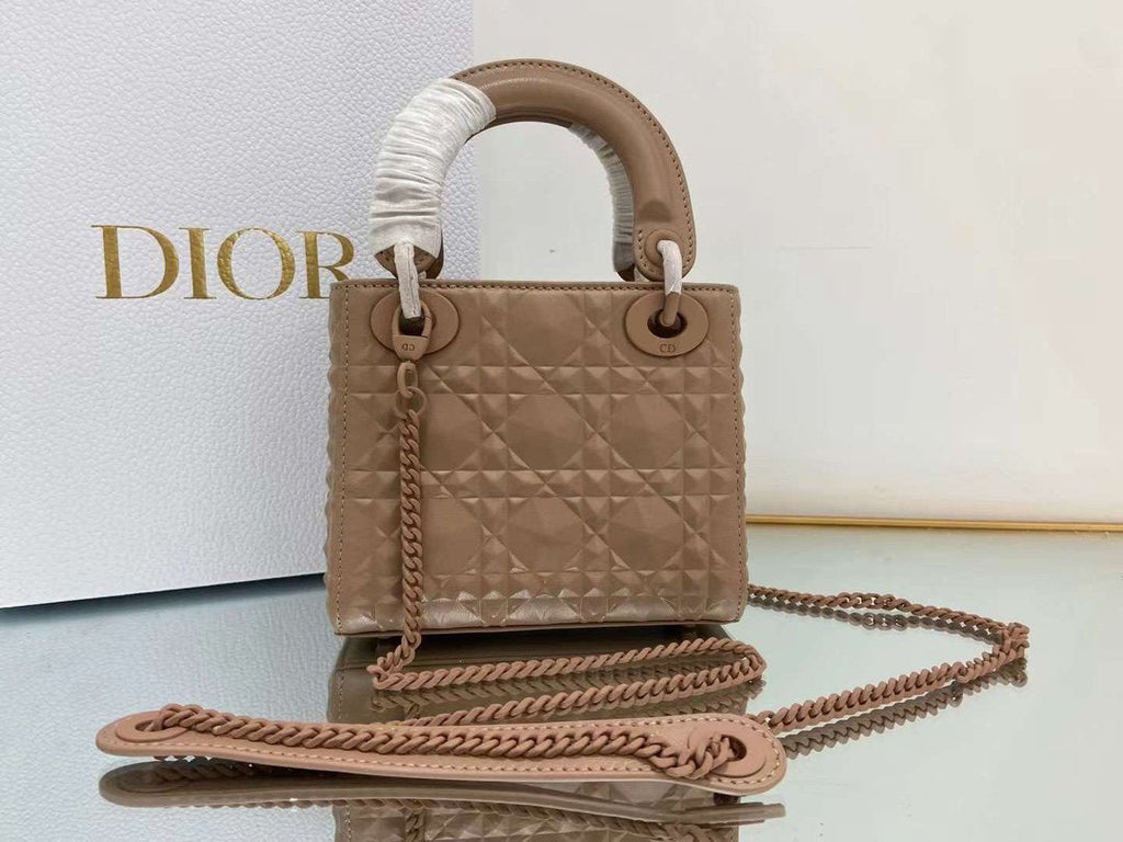 Dior Mini Lady Bag Cannage with Beaded Motif, Brown, For Women Women’s Handbags, Crossbody Bags, 18cm CD