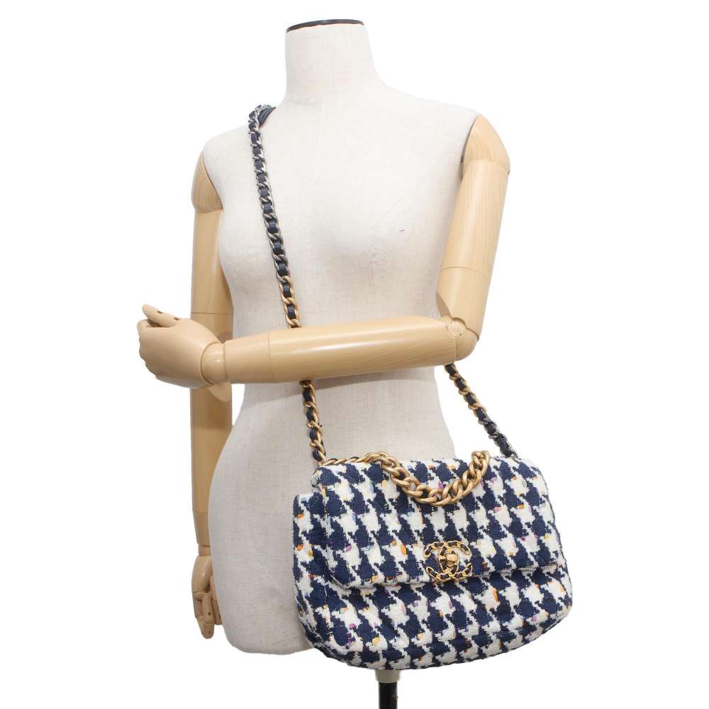 CHANEL CHANEL19 ChainShoulder Bag Blue/WhiteAS1160 Tweed
