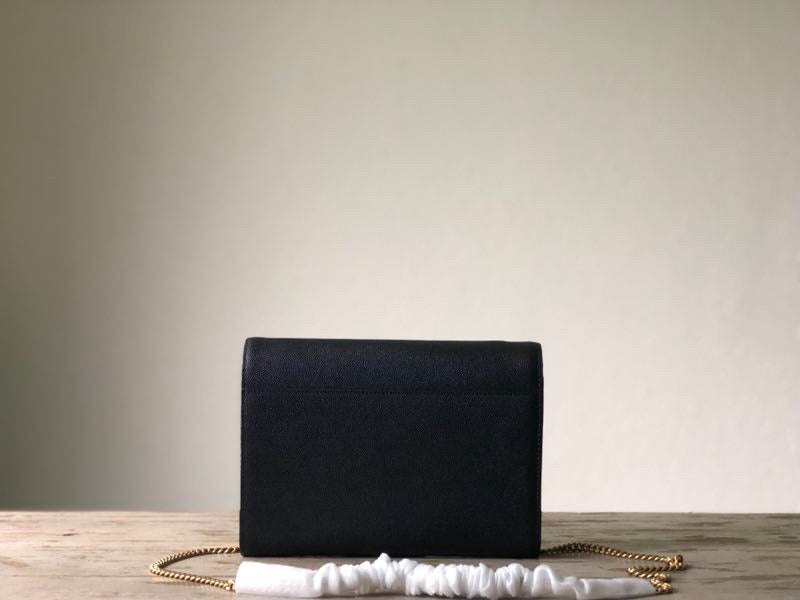 Saint Laurent Cassandra Flap-Front Crossbody Bag Black For Women 8.7in/22cm YSL 