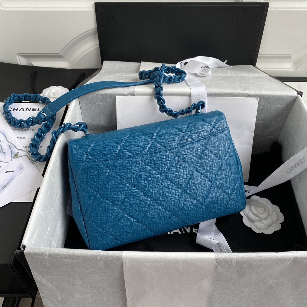 ChanelGlamIap Bag Red Hardware Grained Blue For Women Handbags, Shoulder Bags 9.4in/24cm AS2303