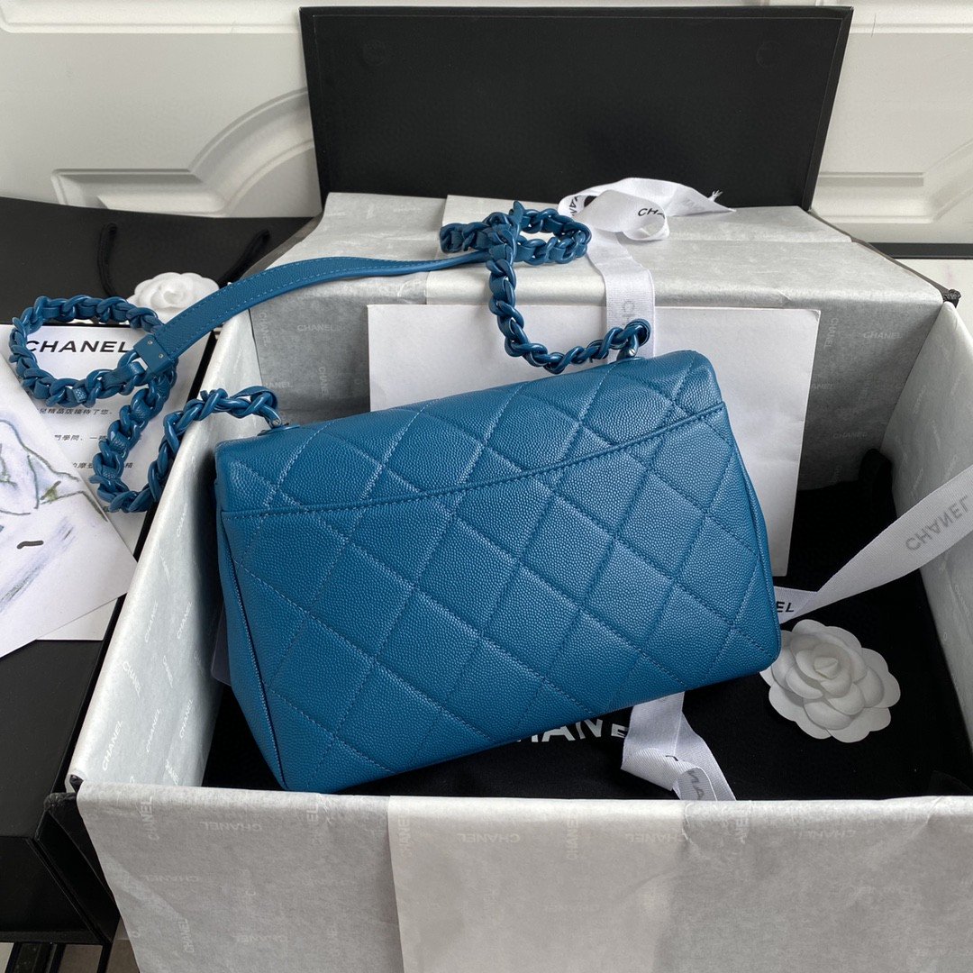 ChanelGlamIap Bag Red Hardware Grained Blue For Women Handbags, Shoulder Bags 9.4in/24cm AS2303