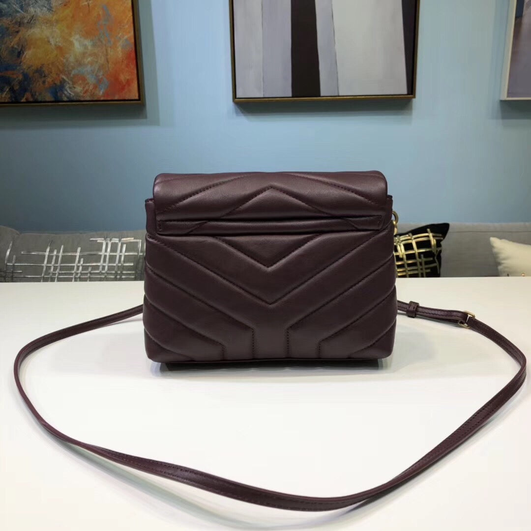 Saint Laurent Loulou Mini Shoulder Bag Burgundy For Women 7in/18cm YSL