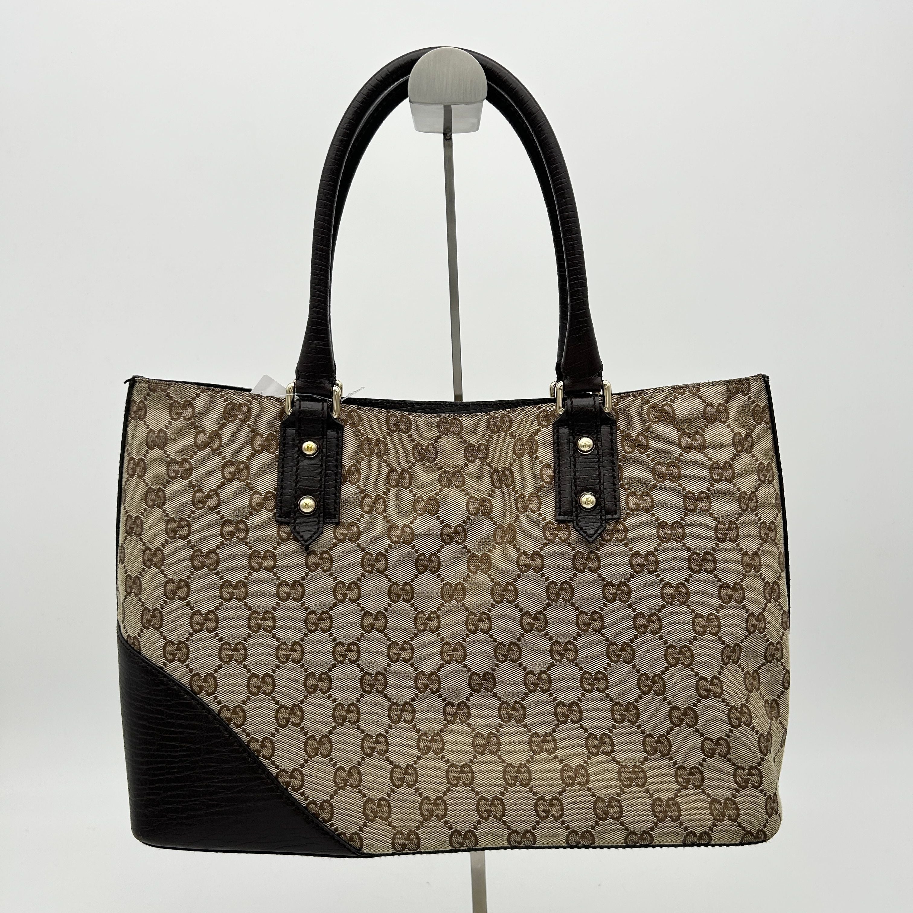 Gucci GG Canvas Horsebit Web Tote - Brown Shoulder Bags, Handbags WD271720