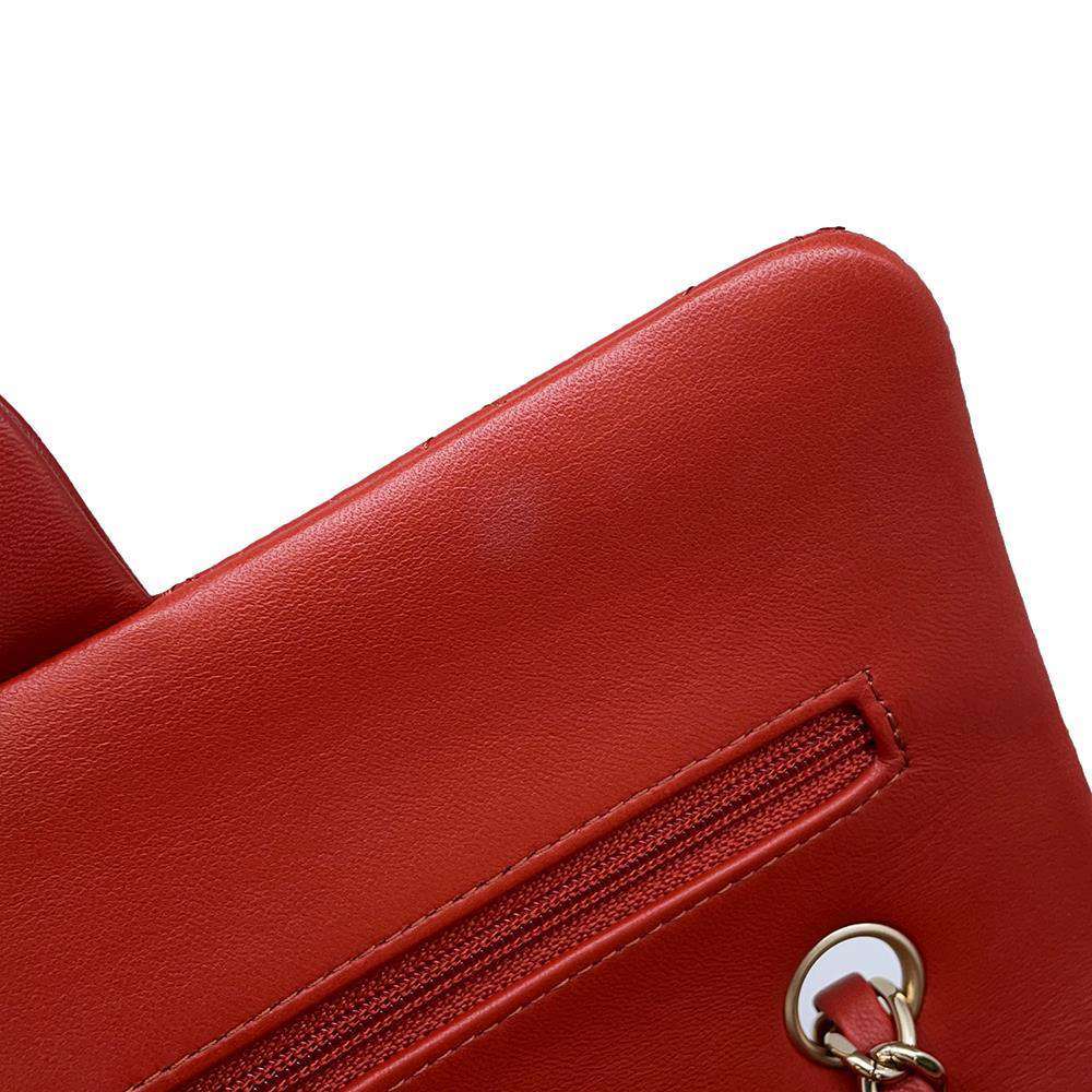 CHANEL Matelasse Double Flap ChainShoulder Bag RedA01113 Lambskin Size 23