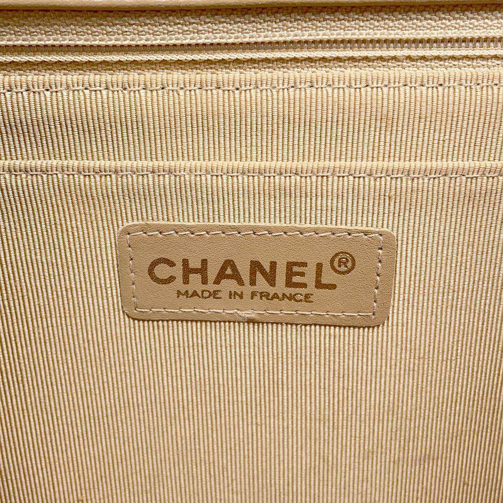CHANEL CC Logo Wild Stitch Double Chain Shoulder Bag BeigeA14687 Calf Leather