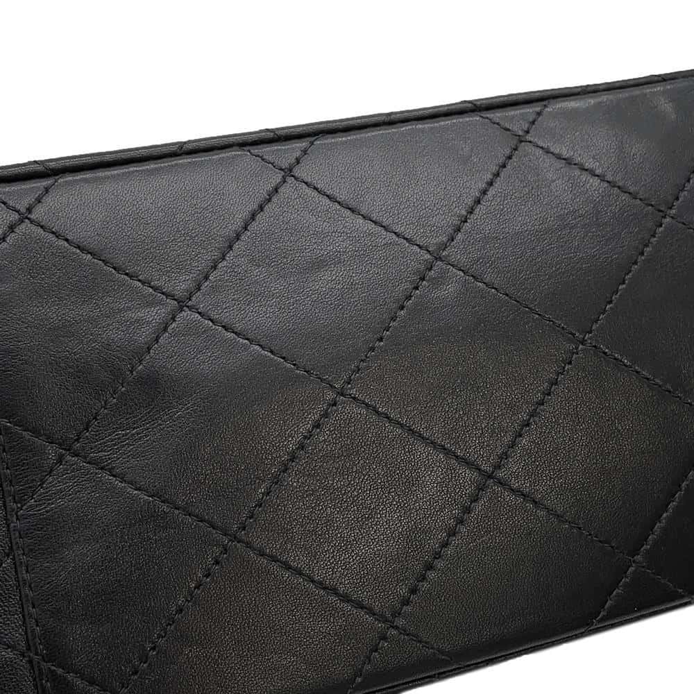 CHANEL Jumbo Matelasse ChainShoulder Bag Black Lambskin Size 34
