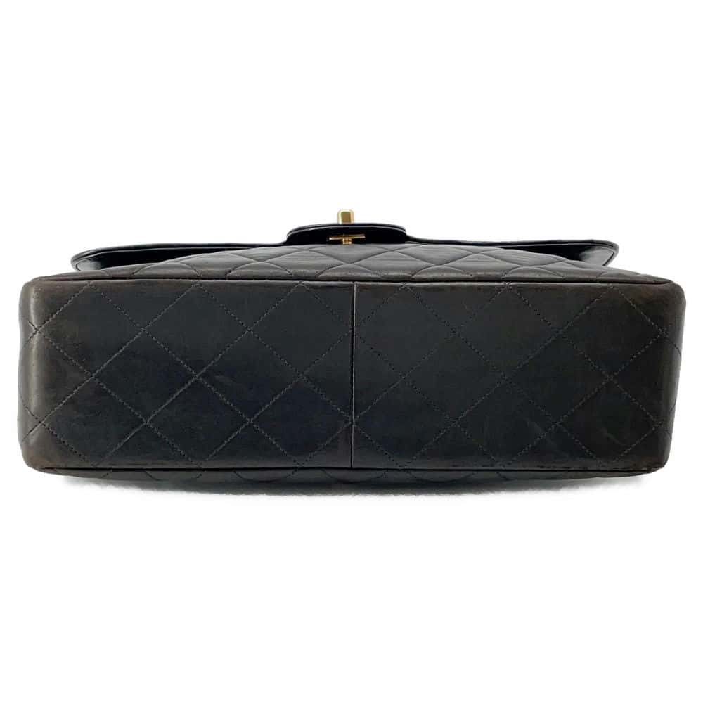 CHANEL Matelasse Double FaCeline ChainShoulder Bag Black Lambskin Size 30