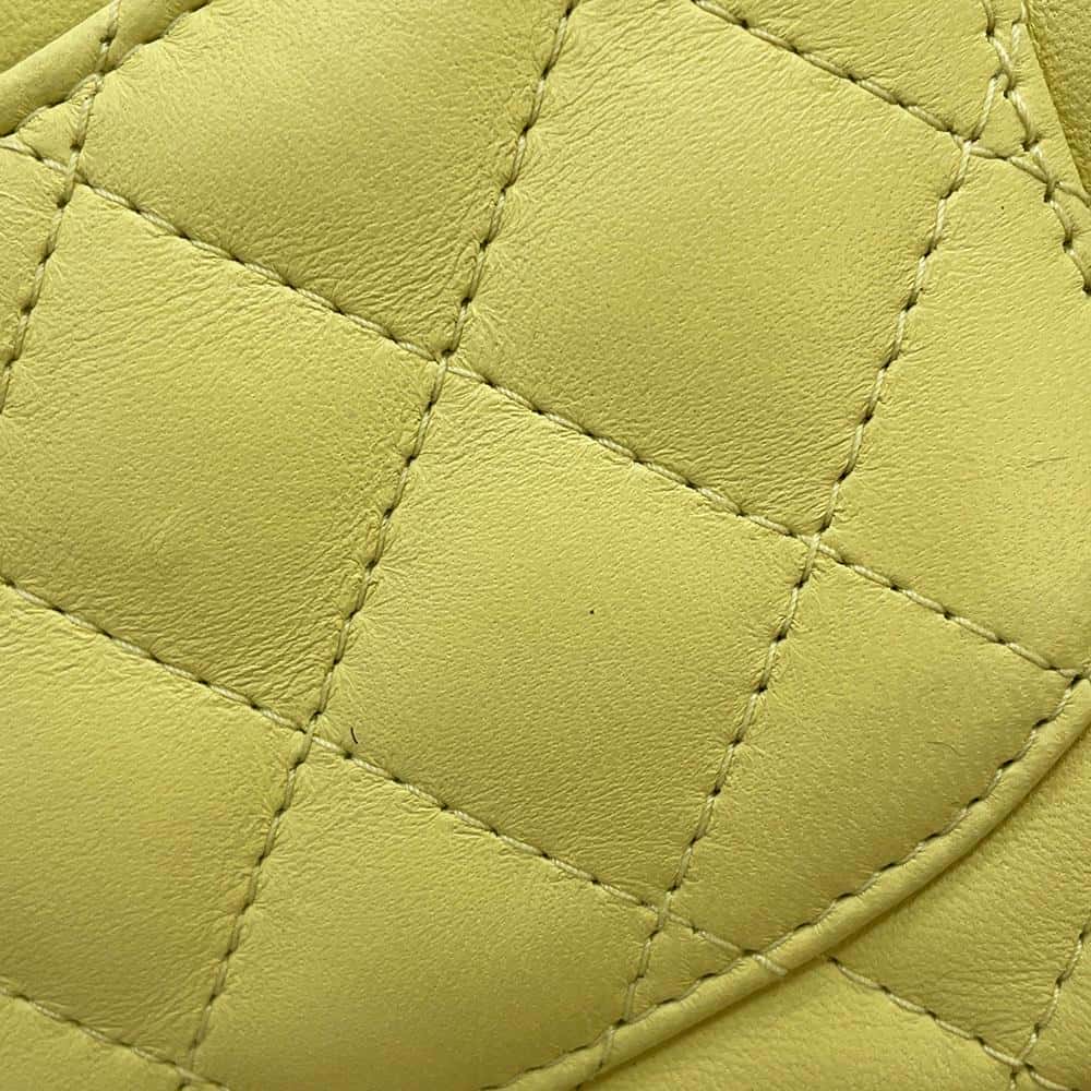 CHANEL Mini Matelasse ChainShoulder Bag Yellow Lambskin Size 16