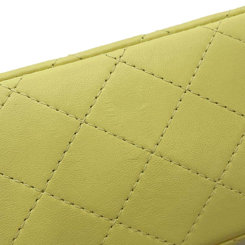 CHANEL Mini Matelasse ChainShoulder Bag Yellow Lambskin Size 16