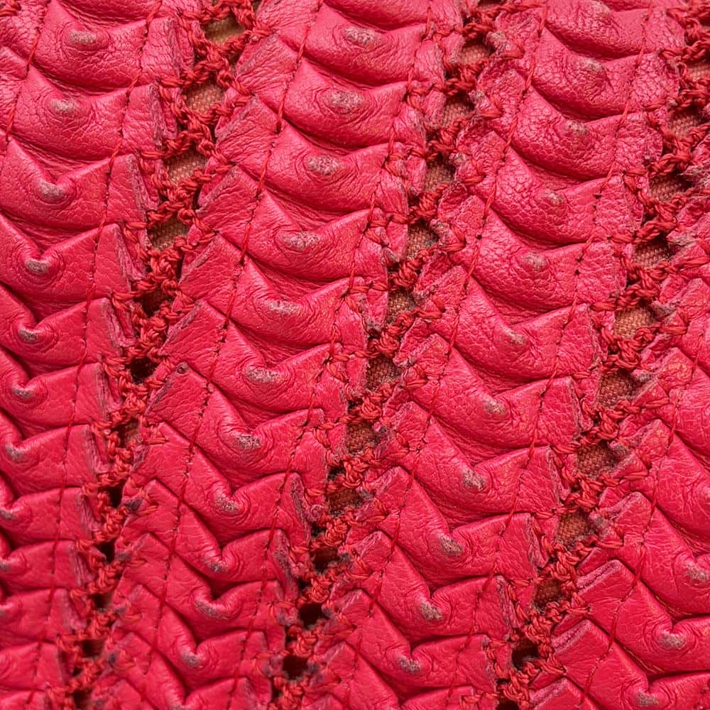 CHANEL ChainShoulder Bag Red Leather Size 16