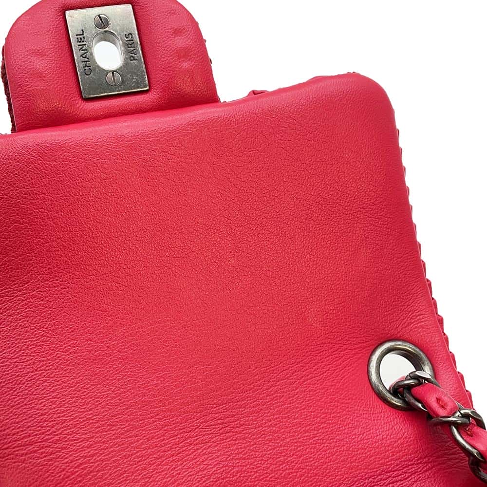 CHANEL ChainShoulder Bag Red Leather Size 16