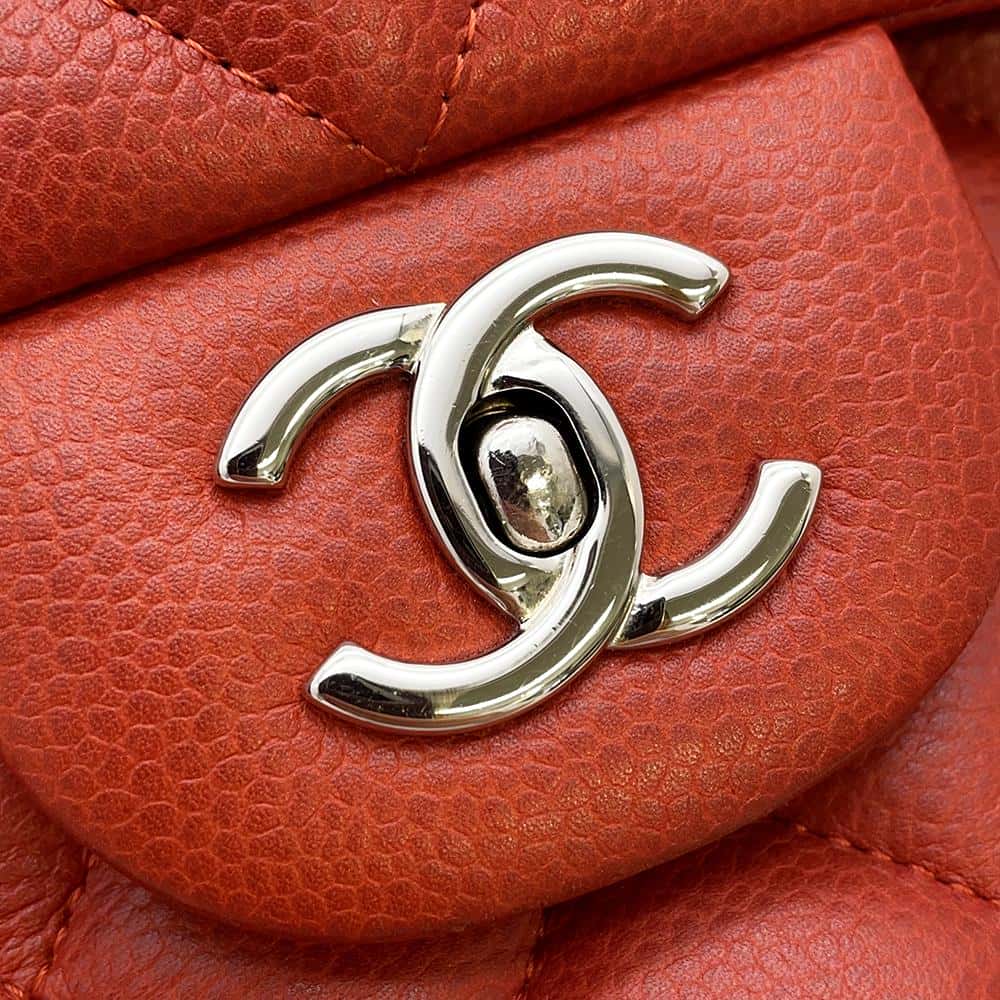 CHANEL Matelasse W Flap ChainShoulder Bag RedA58600 Caviar Leather Size 30