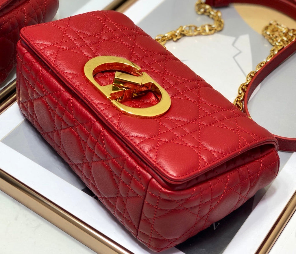 Dior Small Caro Bag Red For Women, Women’s Handbags, Shoulder Bags, Crossbody Bags 20cm/8in CD