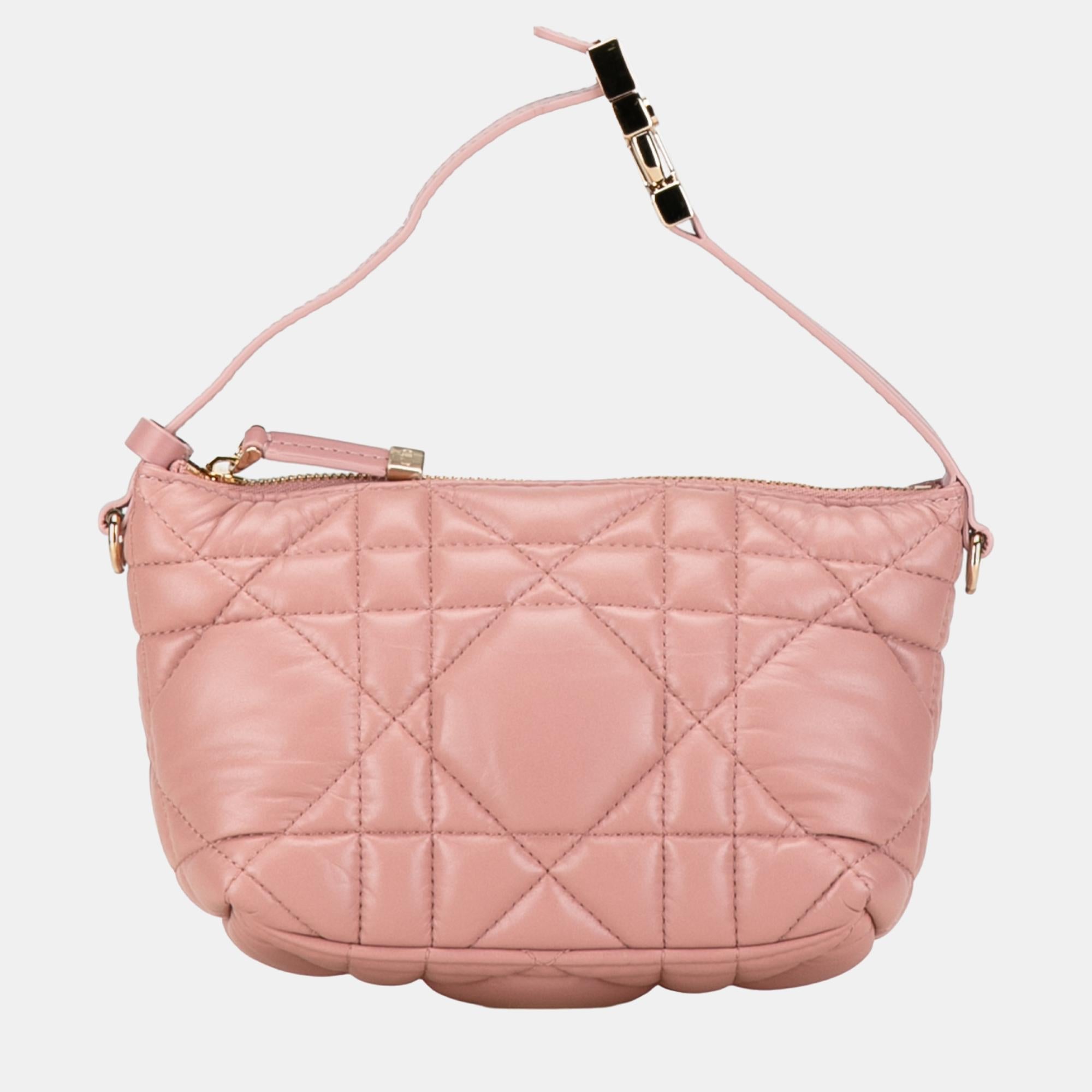 Pink Small Calfskin Macrocannage DiorTravel Nomad Pouch