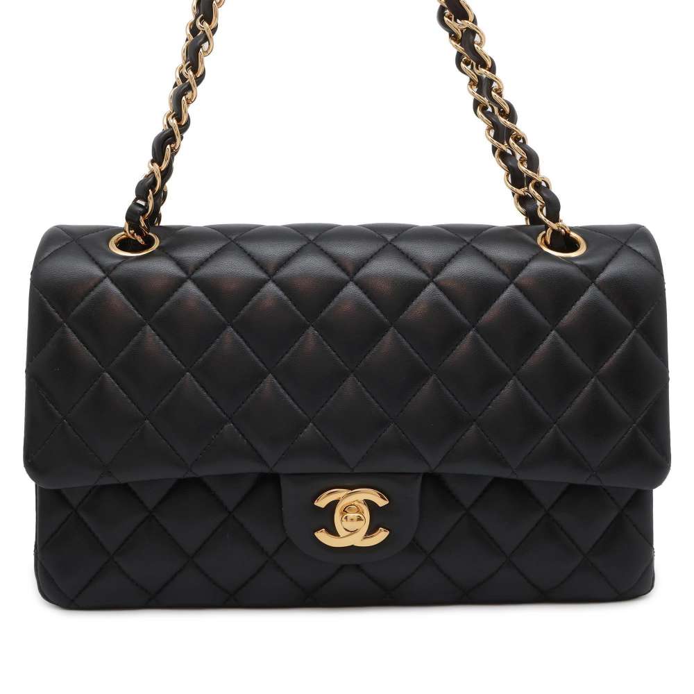 CHANEL Matelasse ChainShoulder Bag BlackA01112 Lambskin Size 25
