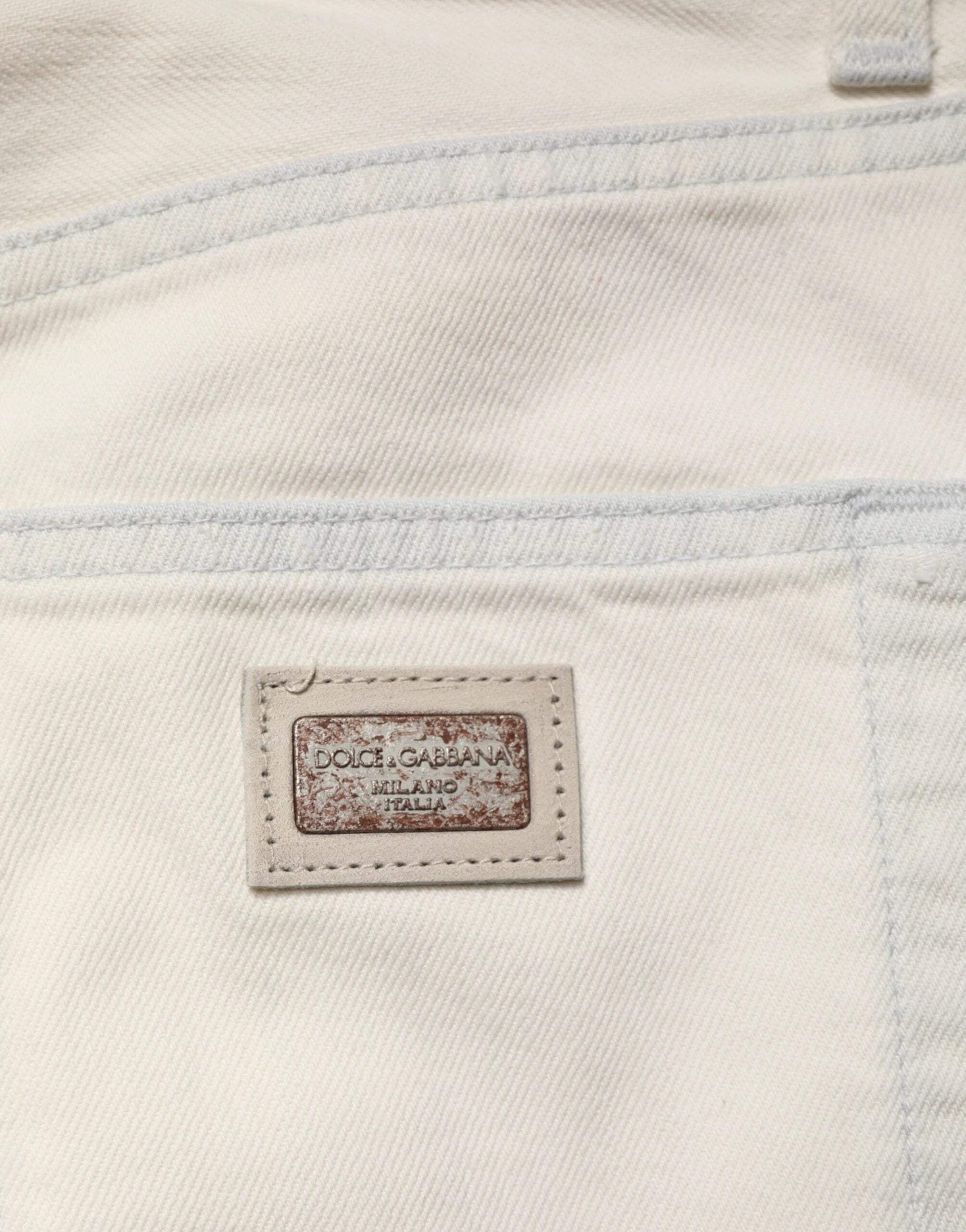 Dolce & Gabbana White Cotton Skinny Denim Trouser Men Jeans