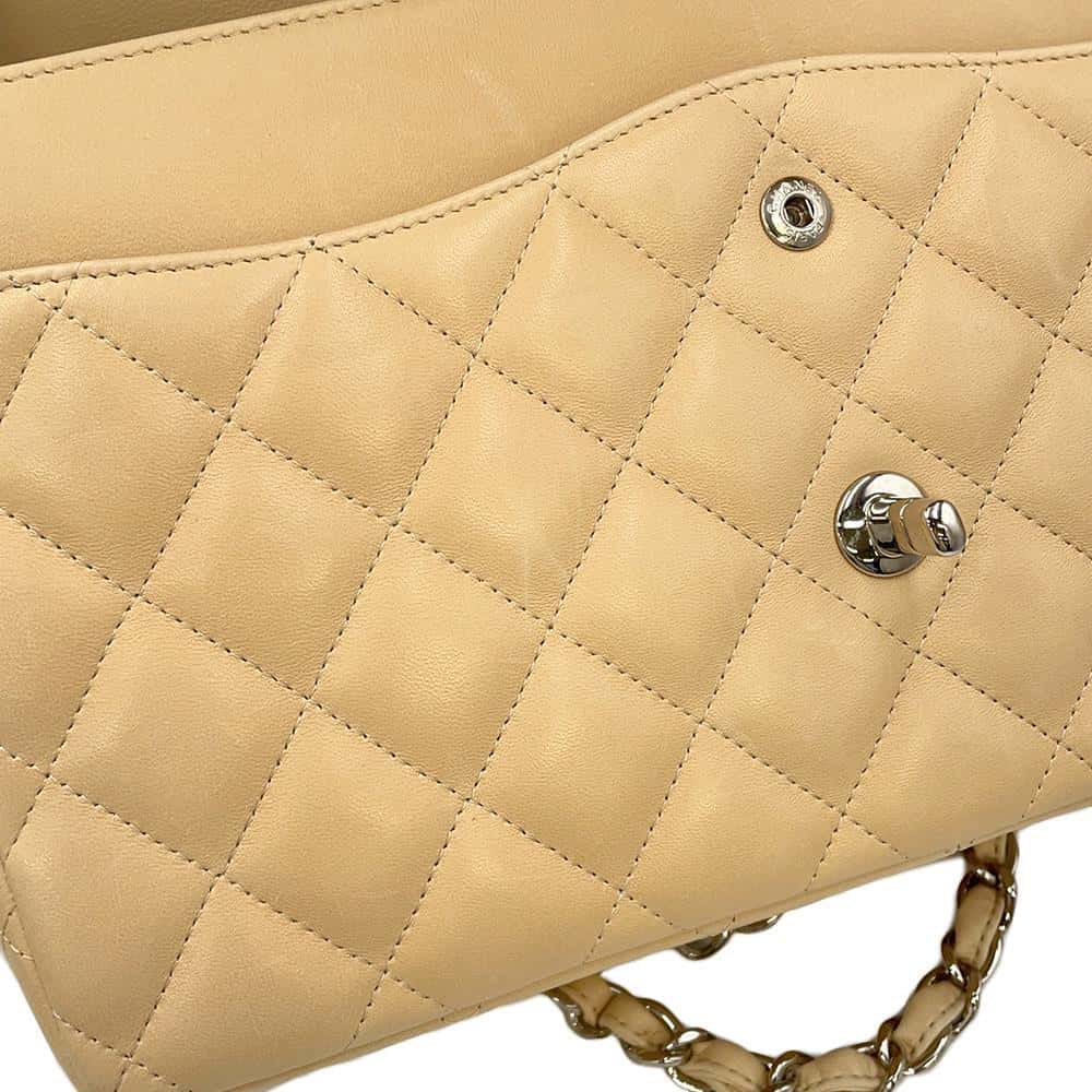 CHANEL Jumbo Matelasse Double Flap Shoulder Bag BeigeA58600 Lambskin Size 30