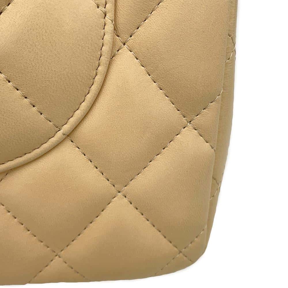 CHANEL Jumbo Matelasse Double Flap Shoulder Bag BeigeA58600 Lambskin Size 30