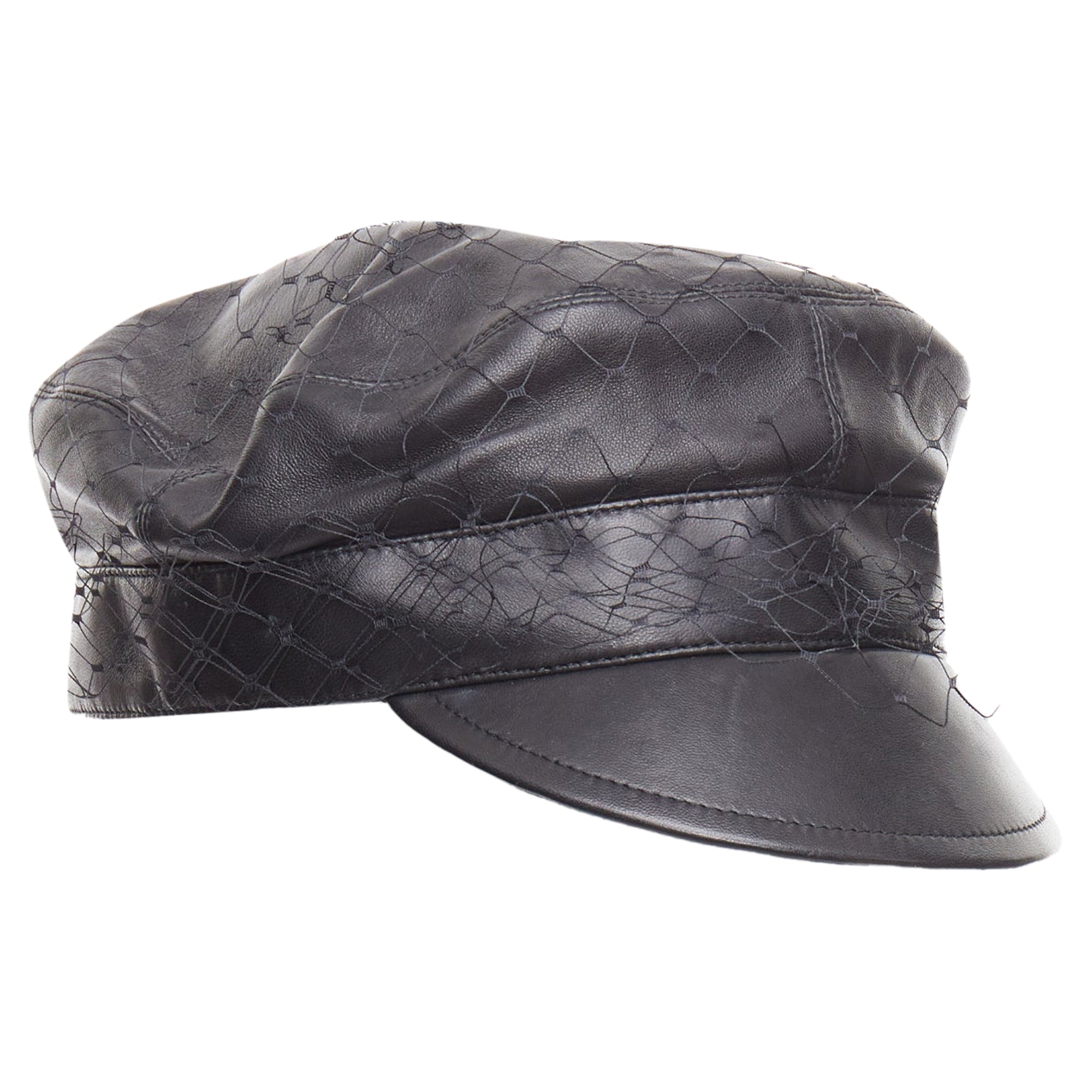 Dior Arty soft leather mesh veil CD bee lined newsboy hat
