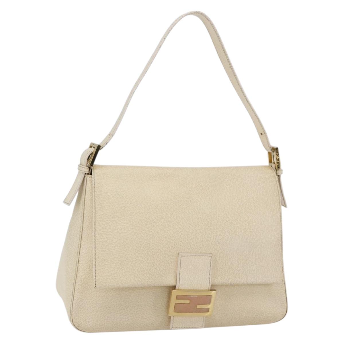 Fendi Mamma Baguette Shoulder Bag Canvas Beige Leather Shoulder Bag Bag