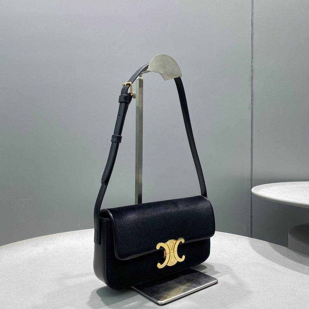 Triomphe Shoulder Bag Black For Women 8in/20cmÃ‚Â 