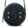 CHANEL CCFiligree Round ChainShoulder Bag BlackAP0365 Caviar Leather