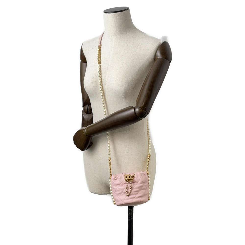 CHANEL Pearl ChainShoulder Bag PinkAS2529 Leather