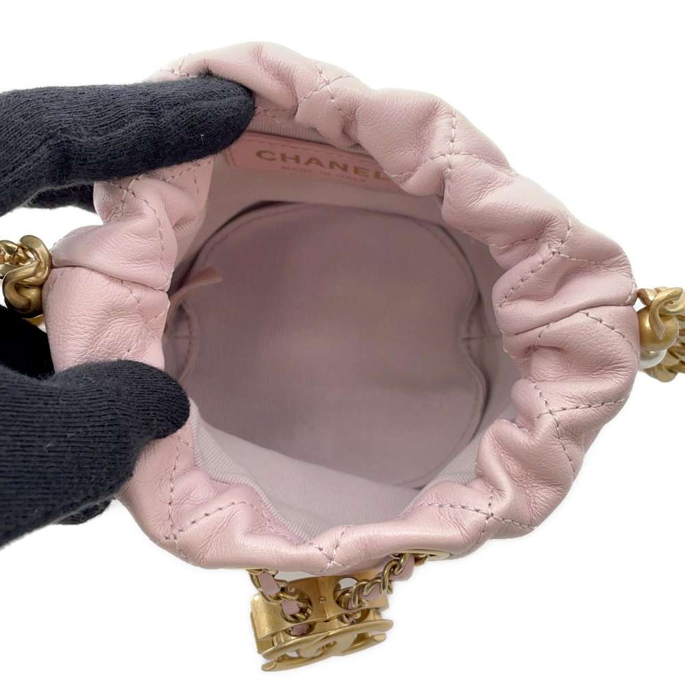 CHANEL Pearl ChainShoulder Bag PinkAS2529 Leather