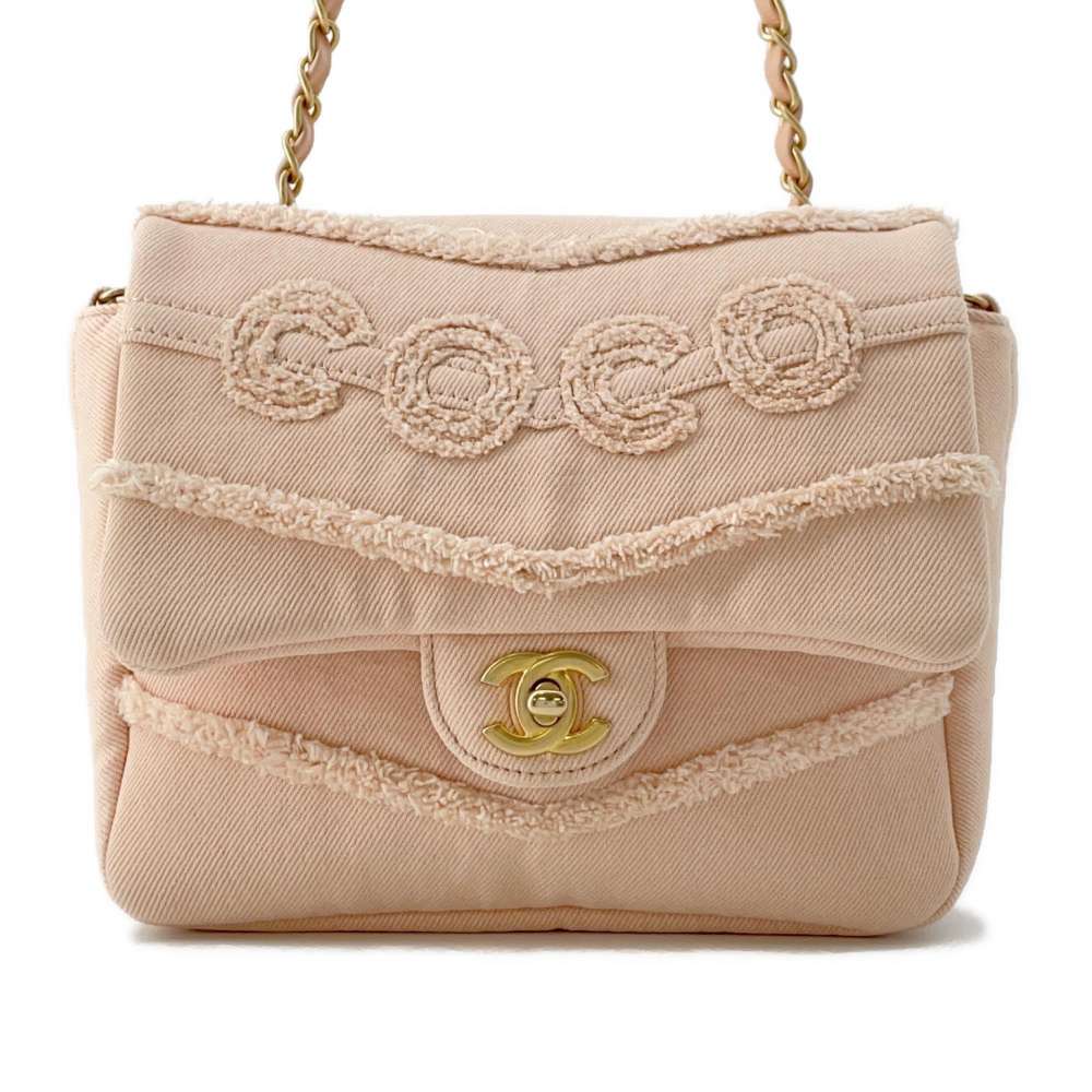 CHANEL COCO Flap ChainShoulder Bag PinkAS1595 Denim