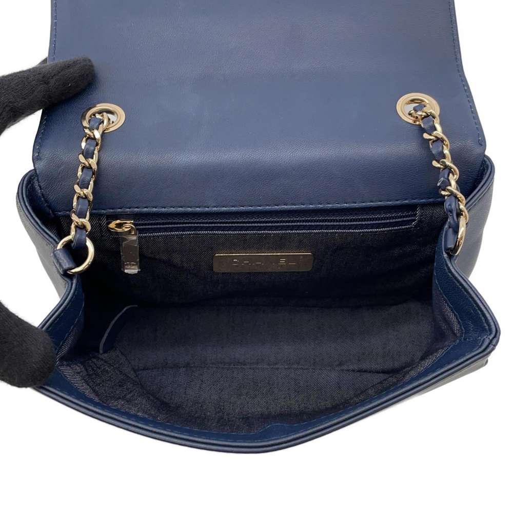CHANEL CC Logo ChainShoulder Bag NavyAS0321 Leather